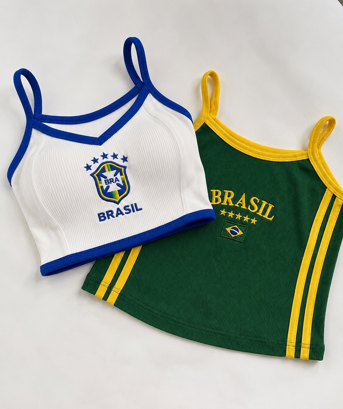 Combo Cropped Brasil Branco + Verde